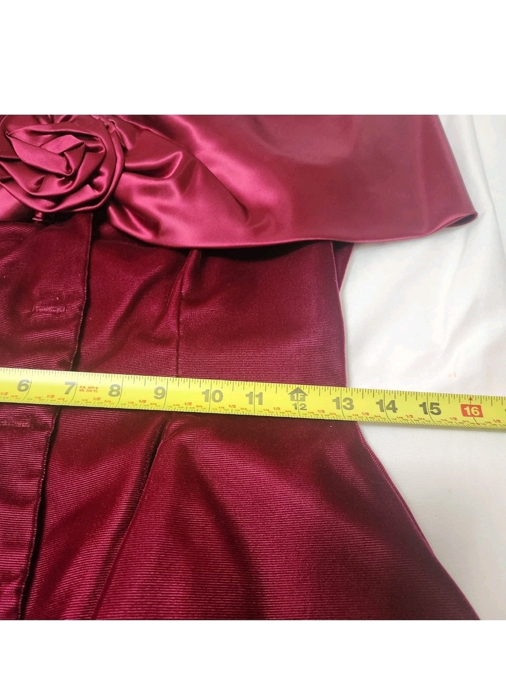 Vintage 80s 90s On On Fashions (OON) Burgundy Velvet & Satin Peplum Dress Size 5 - Picture 15 of 16